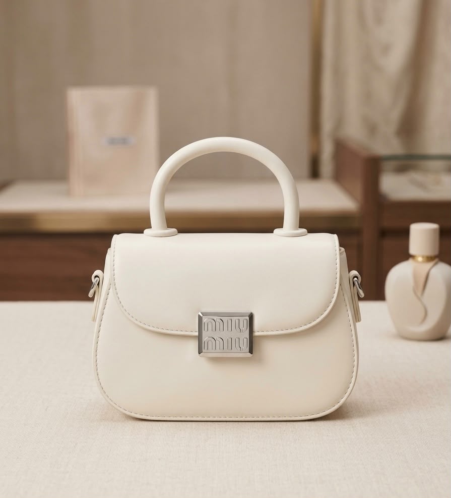 The Anora Petit Ivory Top-Handle Handbag